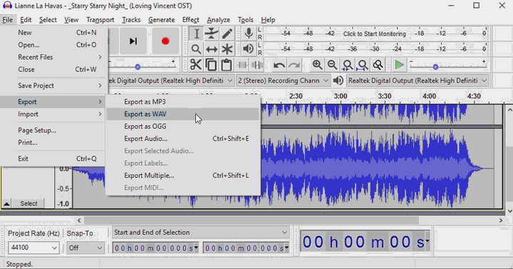 how to extract audio from a video using audacity ffmpeg