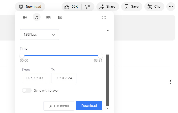 Extra audio from YouTube with Addoncrop Extension