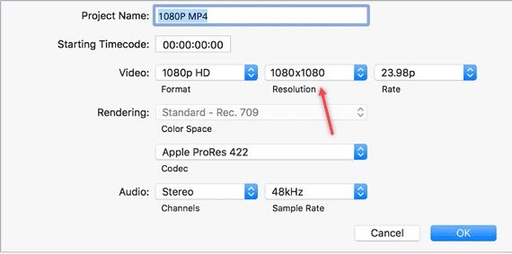 change ratios on final cut pro x 10.3.4