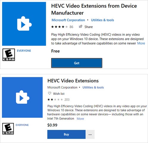 hevc codec windows 10 store free