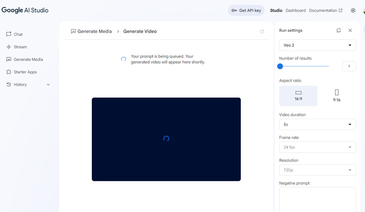Start the Text to Video Generation via Google Veo 2