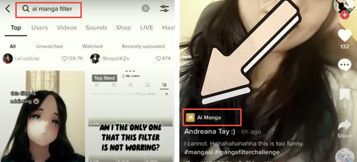 Dapatkan penapis manga ai untuk kesan anime tiktok