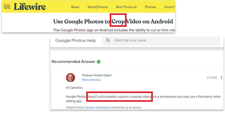 how to crop a video on android