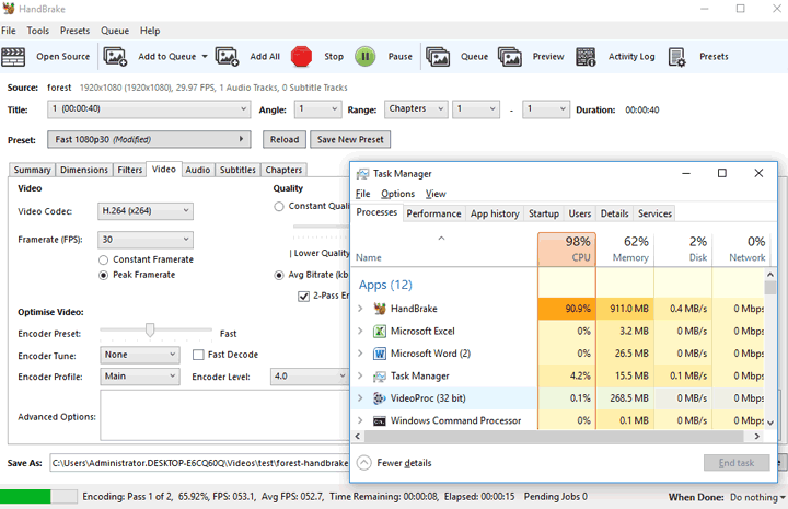 handbrake converter slow