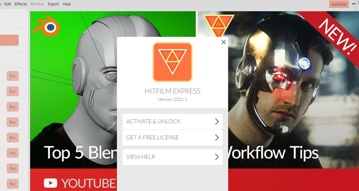 how to activate hitfilm express
