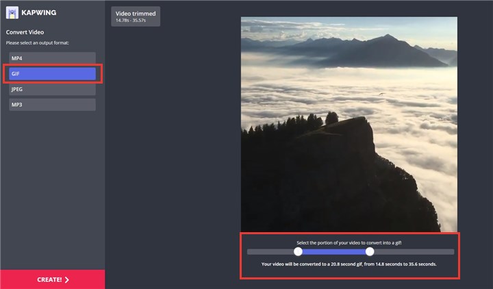 how to convert Instagram video to gif with Kapwing Convert Video