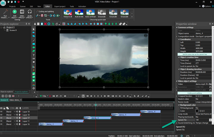 vsdc free video editor slow motion