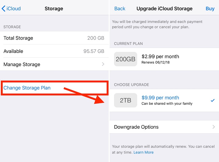 Upgrad iCloud Plan