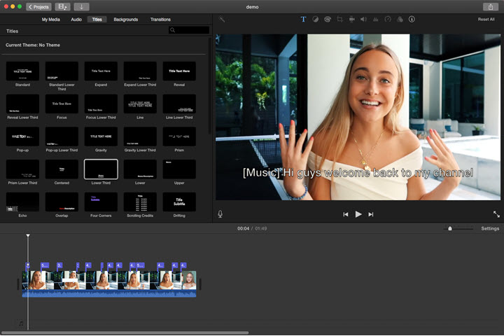 imovie add caption