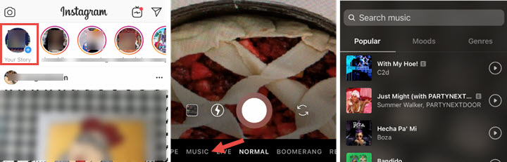 Go to Music feature in Instagram Story