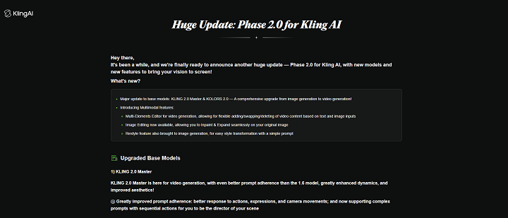 Kling 2.0 updates