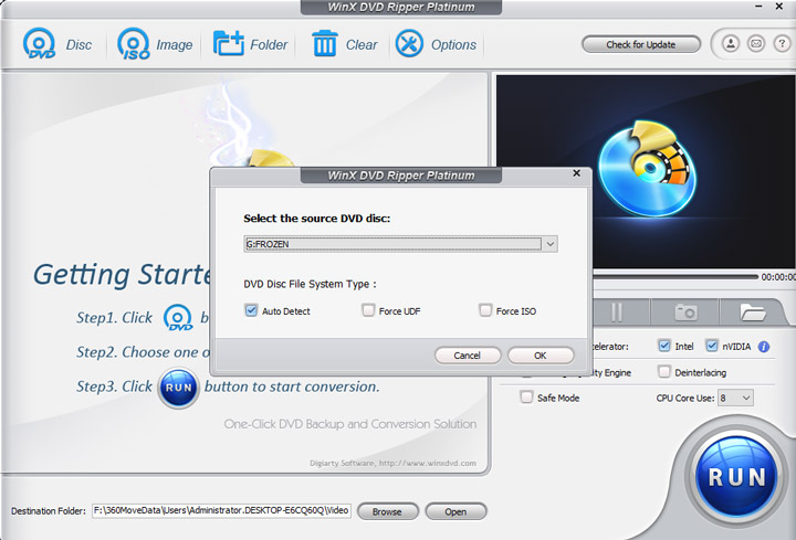Load DVD in WinX DVD Ripper