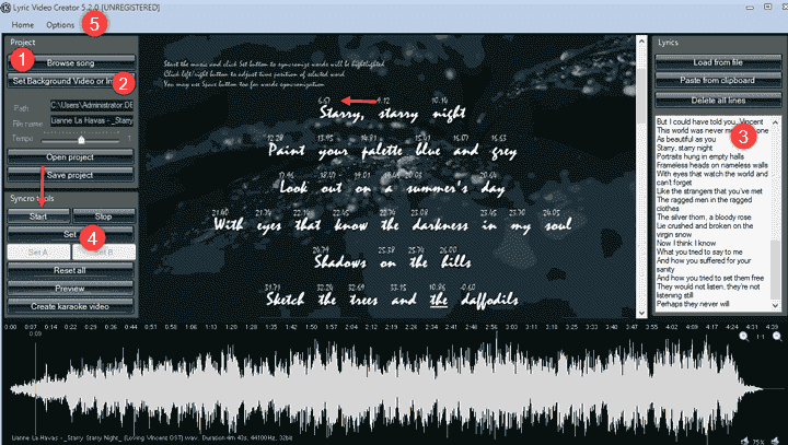 karaoke song lyrics editor software