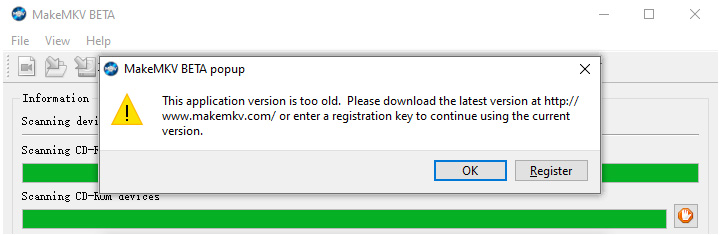 MakeMKV beta popup window