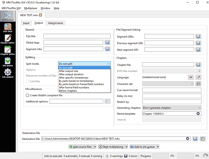 mkvtoolnix split by chapter