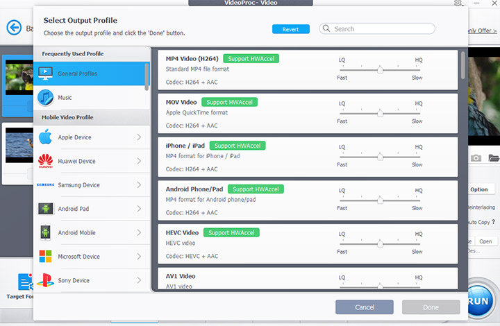 VideoProc Converter AI More Format Options