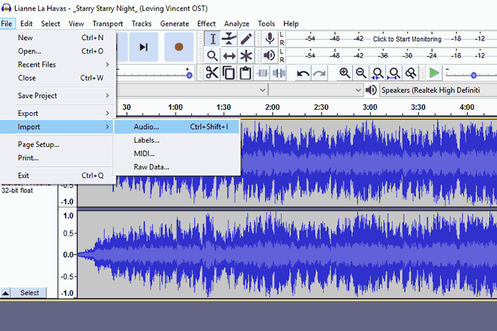 try installing ffmpeg audacity