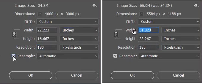 Enable Resample in Photoshop PPI Settings