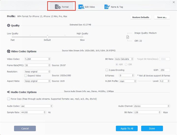 Customize the file properties