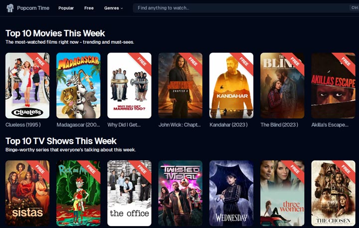 SFlix Alternative 2025 - Popcorn Time Online