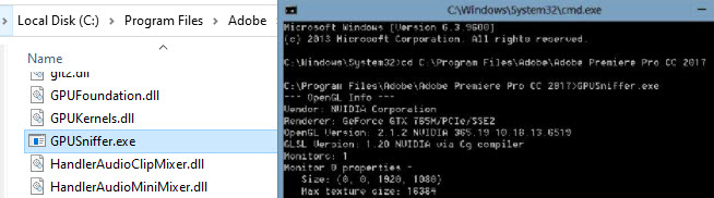 GPUSniffer Executable for Premiere Pro GPU Acceleration