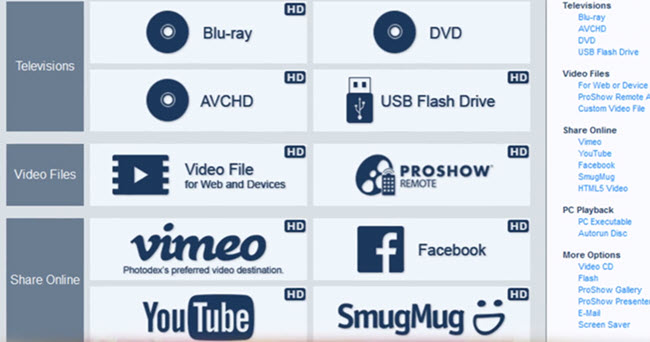 ProShow Gold Output Options
