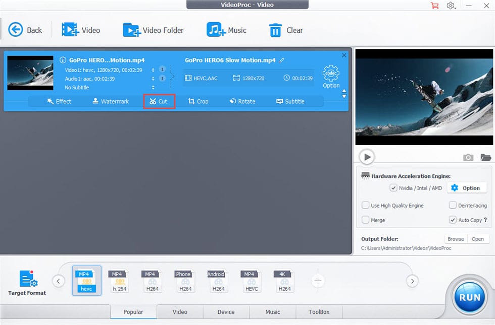 quik desktop trim video