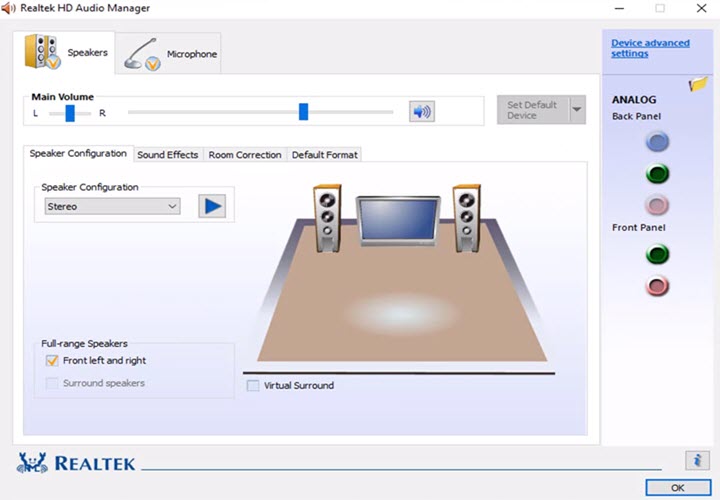 realtek hd audio manager with usb headset