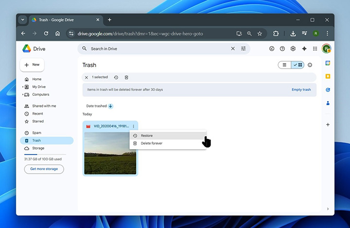 recover deleted videos with google drive