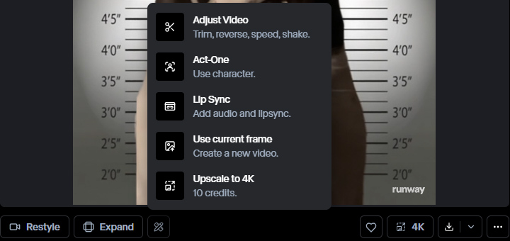 Runway Gen-4 Upscale to 4K