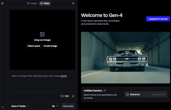 Runway Gen-4 Interface