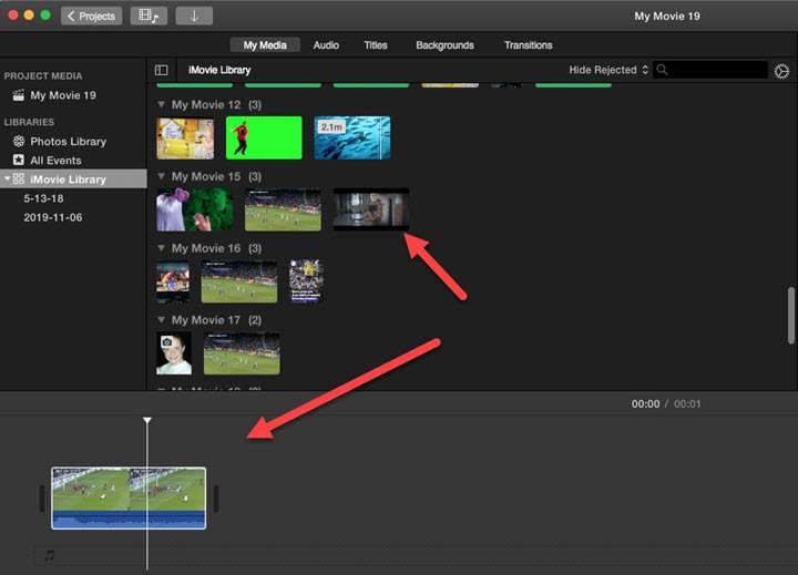 imovie export trimmed clip