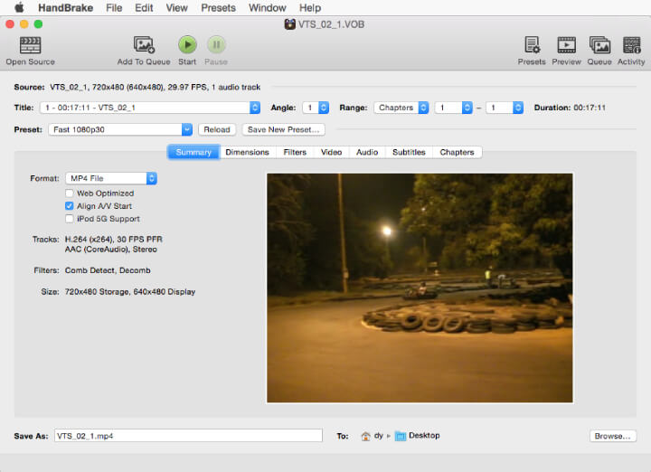 convert vob to mp4 mac handbrake