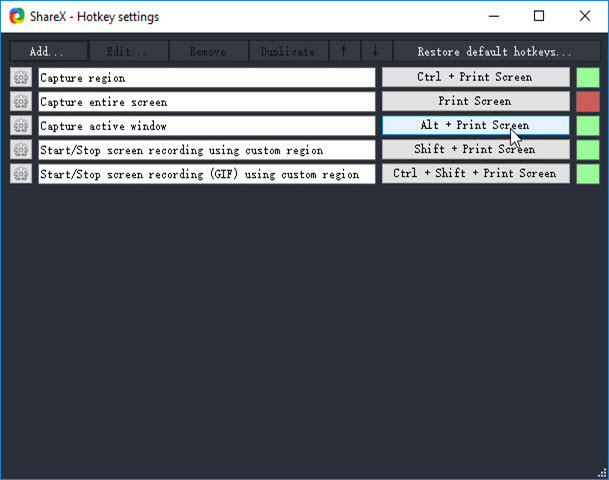 sharex screen recording settings