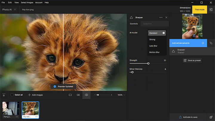 Topaz Sharpen AI Interface