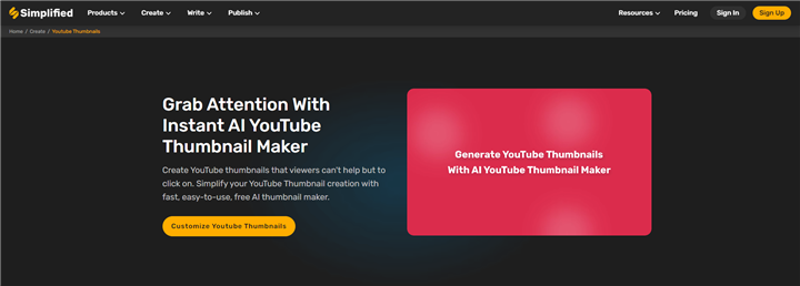 Simplified AI YouTube Thumbnail Maker