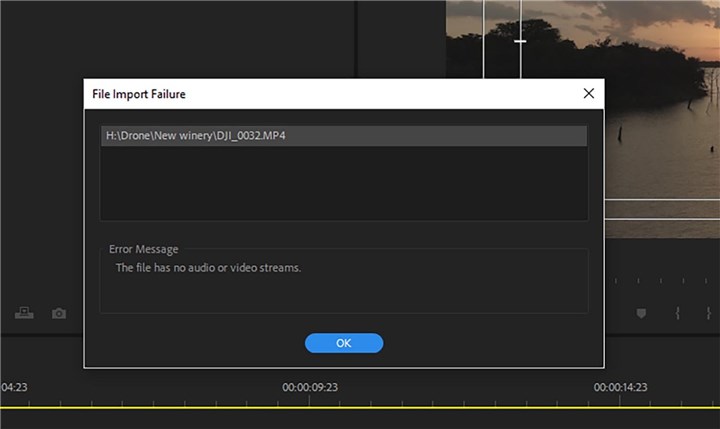 The file has no audio or video streams adobe premiere решение