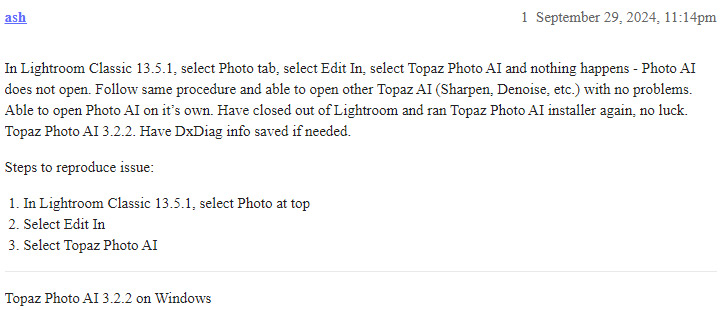 Topaz Sharpen AI Plugin Issue