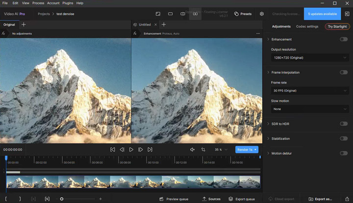 Topaz Video AI Noise Reduction Preview
