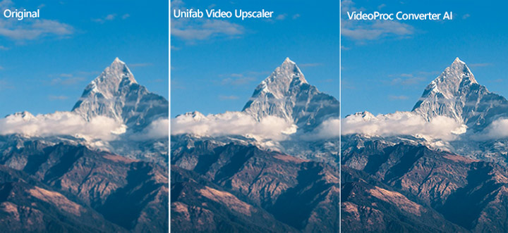 UniFab vs VideoProc Landscape Upscale Comparison