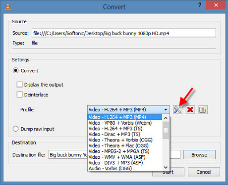 how to convert file format in vlc