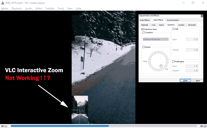 VLC Interactive Zoom Can't Move