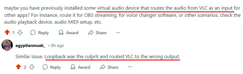 Audio Loopback can be culprit of VLC No Audio Error