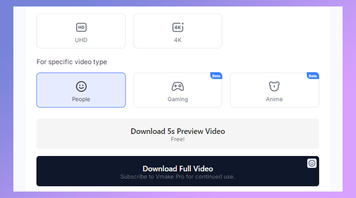 Vmake Video Enhancer Features