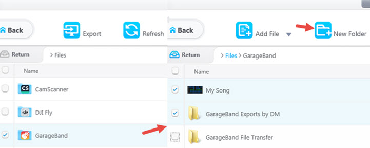 Create new folder for GarageBand exports