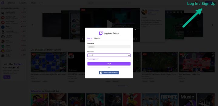 log in your Twitch account