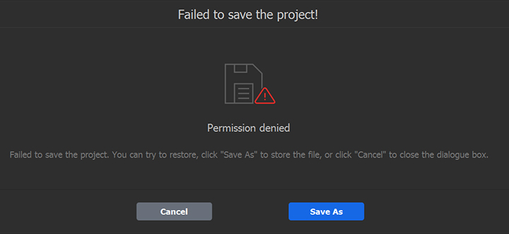 Failed to Save Project in VideoProc Vlogger