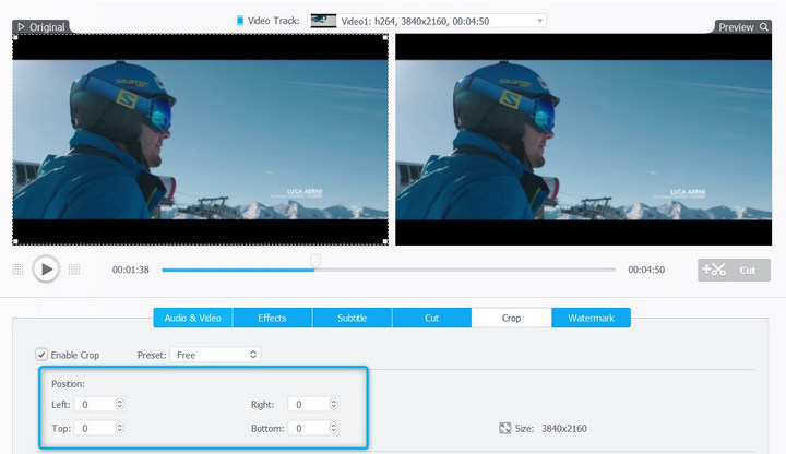 Change Position of Video - VideoProc