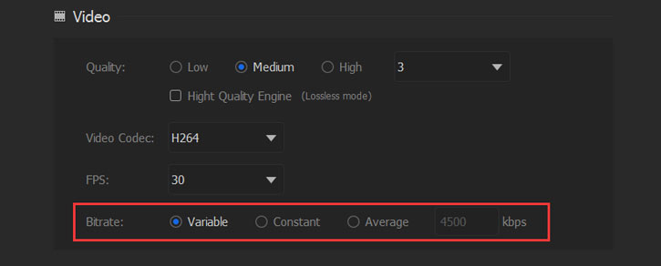 videoproc denoise bit rate