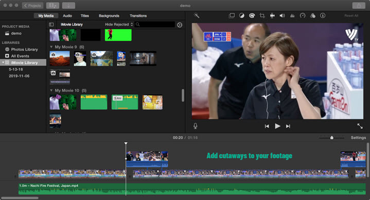 Add cutaways to footage in iMovie